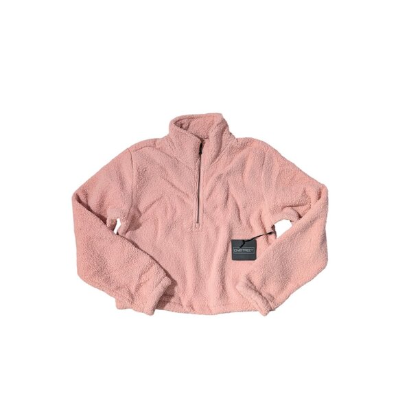 DYI Women's 1/2 Zip Fuzzy Fleece Sweater Blush Pink Size Large - Picture 2 of 6
